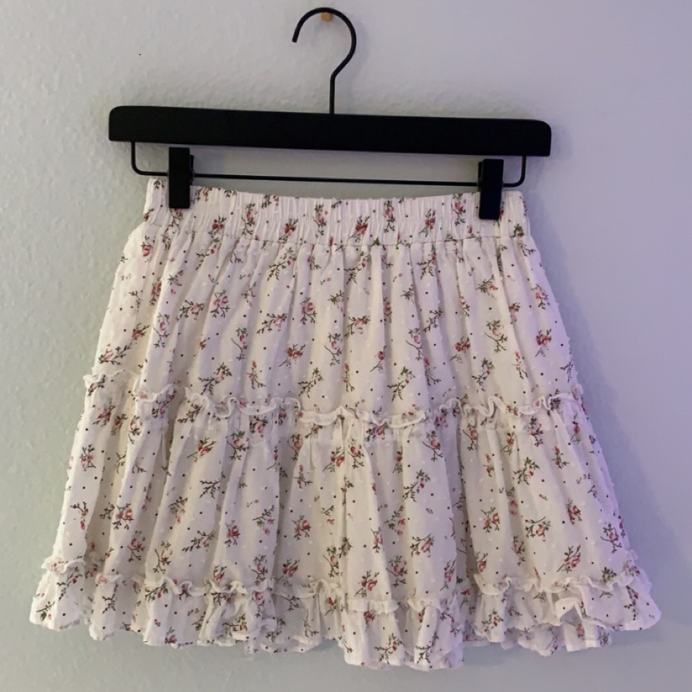 white floral skirt